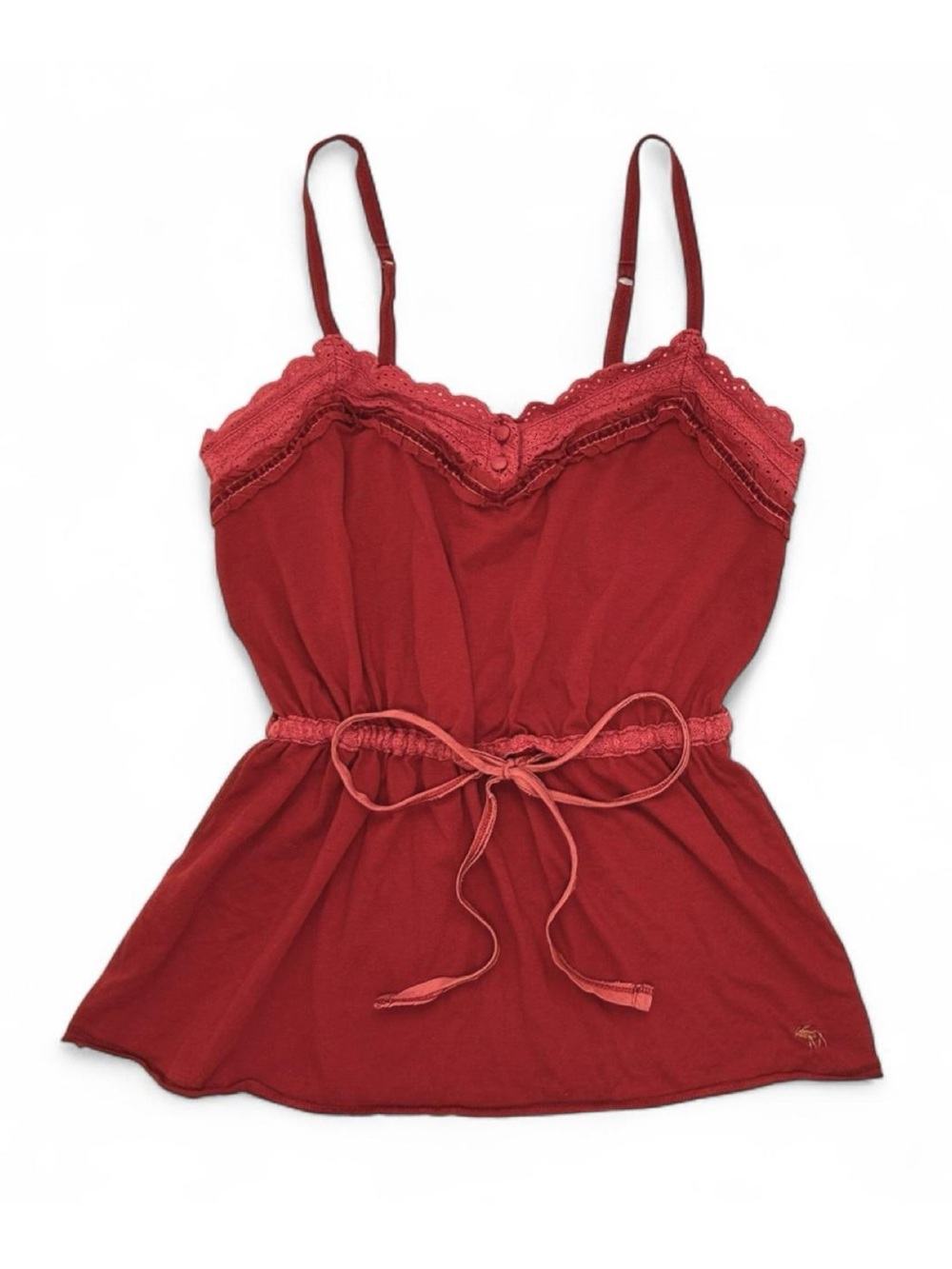 Abercrombie & Fitch Red Lace-Trim Camisole with Tie Waist